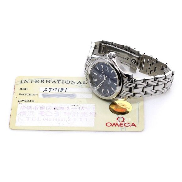 OMEGA Seamaster120 2571.81 Date Navy Dial Quartz Ladies Watch - Picture 6 of 12